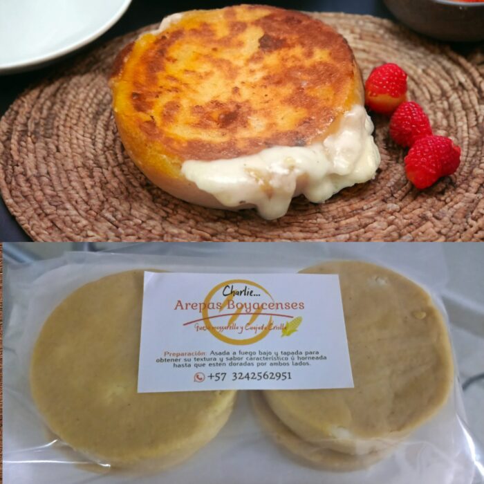 Deliciosas Arepas Boyacenses rellenas de queso mozzarella y cuajada criolla